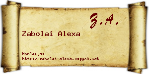 Zabolai Alexa névjegykártya